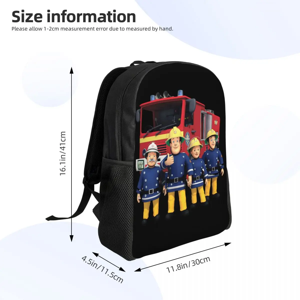 Customized Fireman Sam Backpacks Women Men Fashion Bookbag for School College Cartoon Firefighter Bags