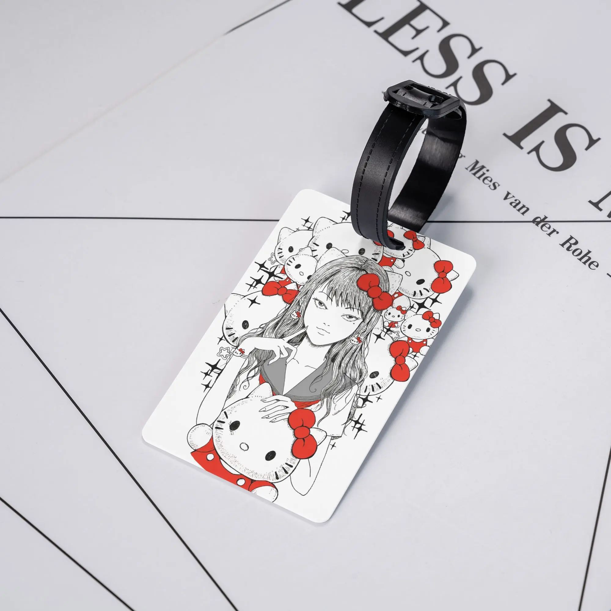 Junji Ito Hello Kitty Tag Bagasi Horor Aksesoris Perjalanan Koper Tas Bagasi Tag ID Alamat Pesawat Tag Bagasi Hadiah
