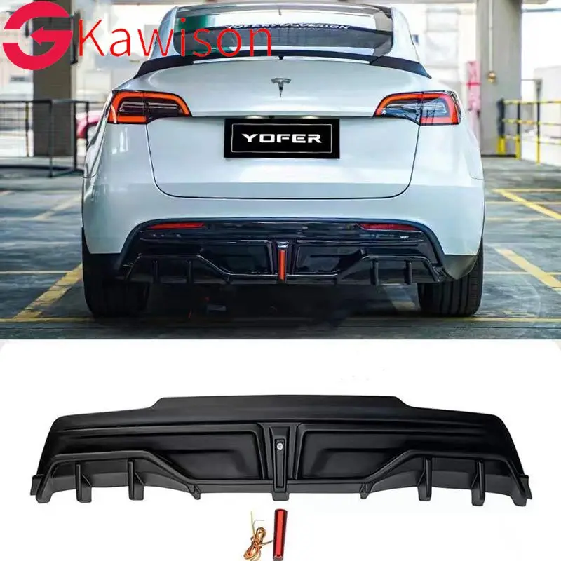 

For Tesla Model Y SUV 2020+ 4-Door Rear Bumper Diffuser Lip ABS bright black Look Side Splitter Guard Plate Cover Chin Lid