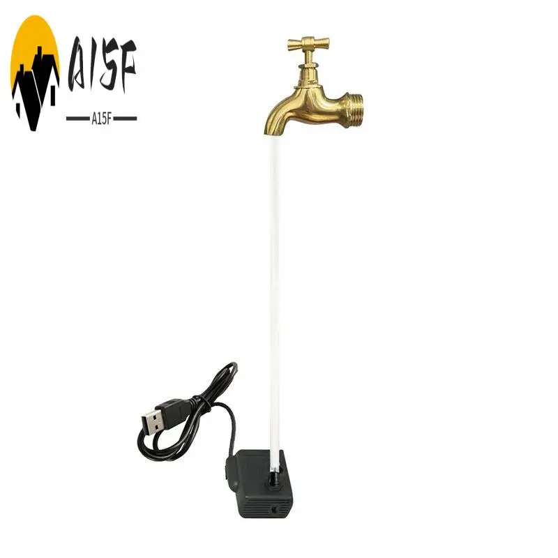 A15F-Plastic Faucet Fountain Cute Floating Tap Fountain Magic USB Faucet Fountain Imitation