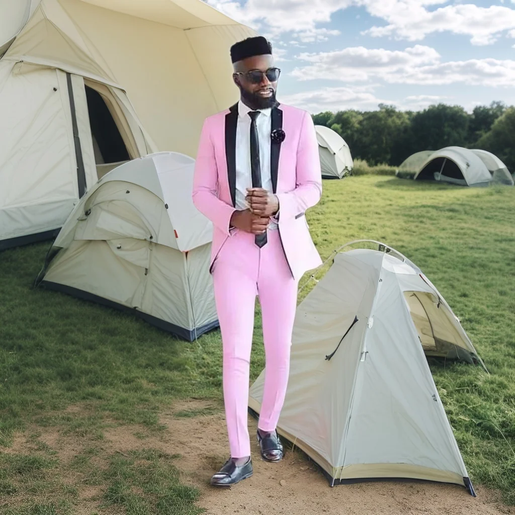 

Latest Design Elegant Pink Couple Suits Luxury Formal Occasion Slim Fit 2 Piece Jacket Pants Sets High Quality Costume Clothing