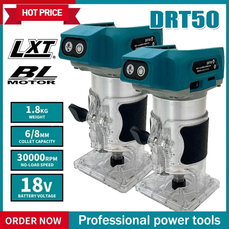 

DRT50 For Makita 18V Battery BL1850B Cordless Milling Woodwork Trimmer Rechargeable Trimming Machine Brushless Slotting Tool