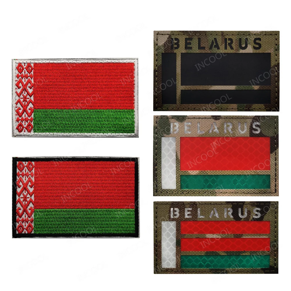 Reflective IR Republic Of Belarus Flag Patches Strip Embroidery Appliqued Chevron For Clothing Backpack