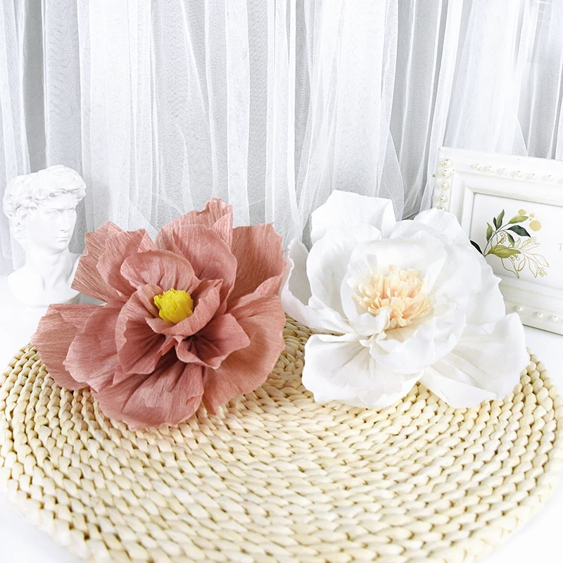 3/1pcs DIY Crepe Paper Flower Artificial Peony Rose Head For Home Wedding Birthday Party Background Wall Decor DIY Crafts Flower