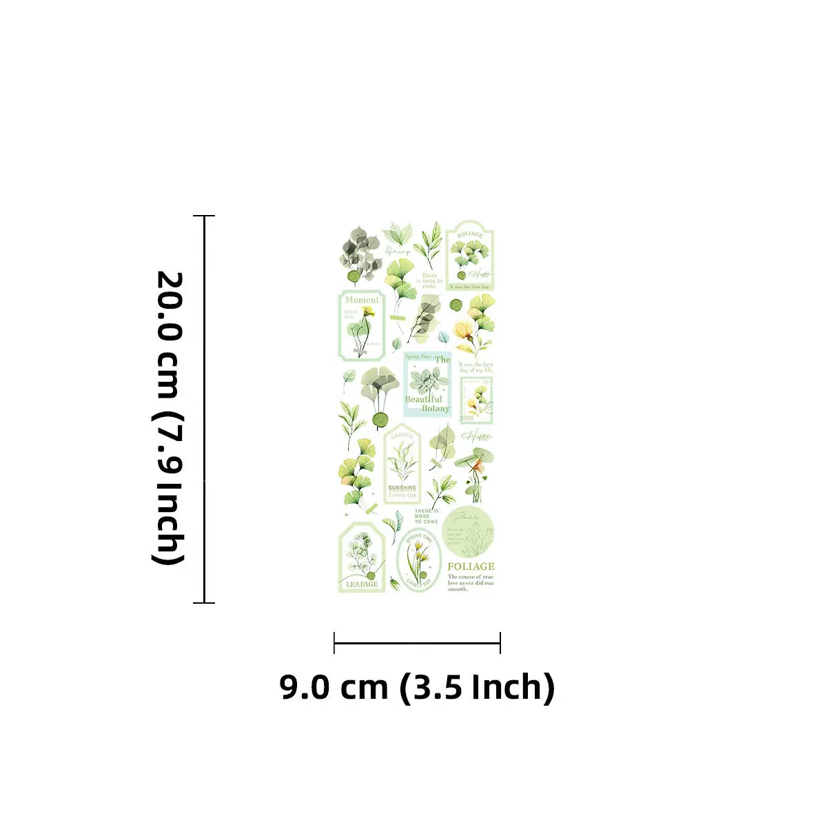 1Sheets PET Fresh Plant Nordic Style Green Flower Collage Rich Patterns Student DIY Laptops,Scrapbooks Decoration Stickers