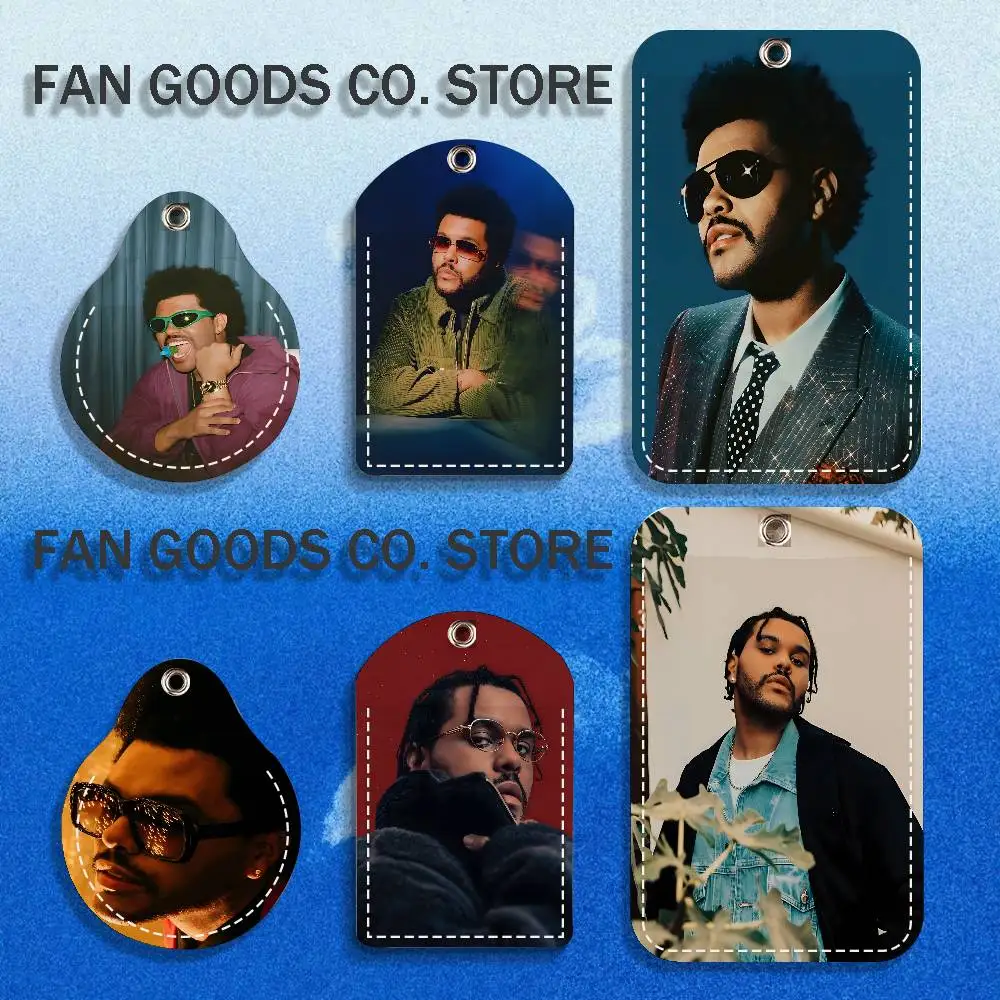 Singer The W-Weeknd PU Leather Card Holder Keychain Key Ring Door Lock Access Tag ID Access Card Air Tag Case Keychain Card