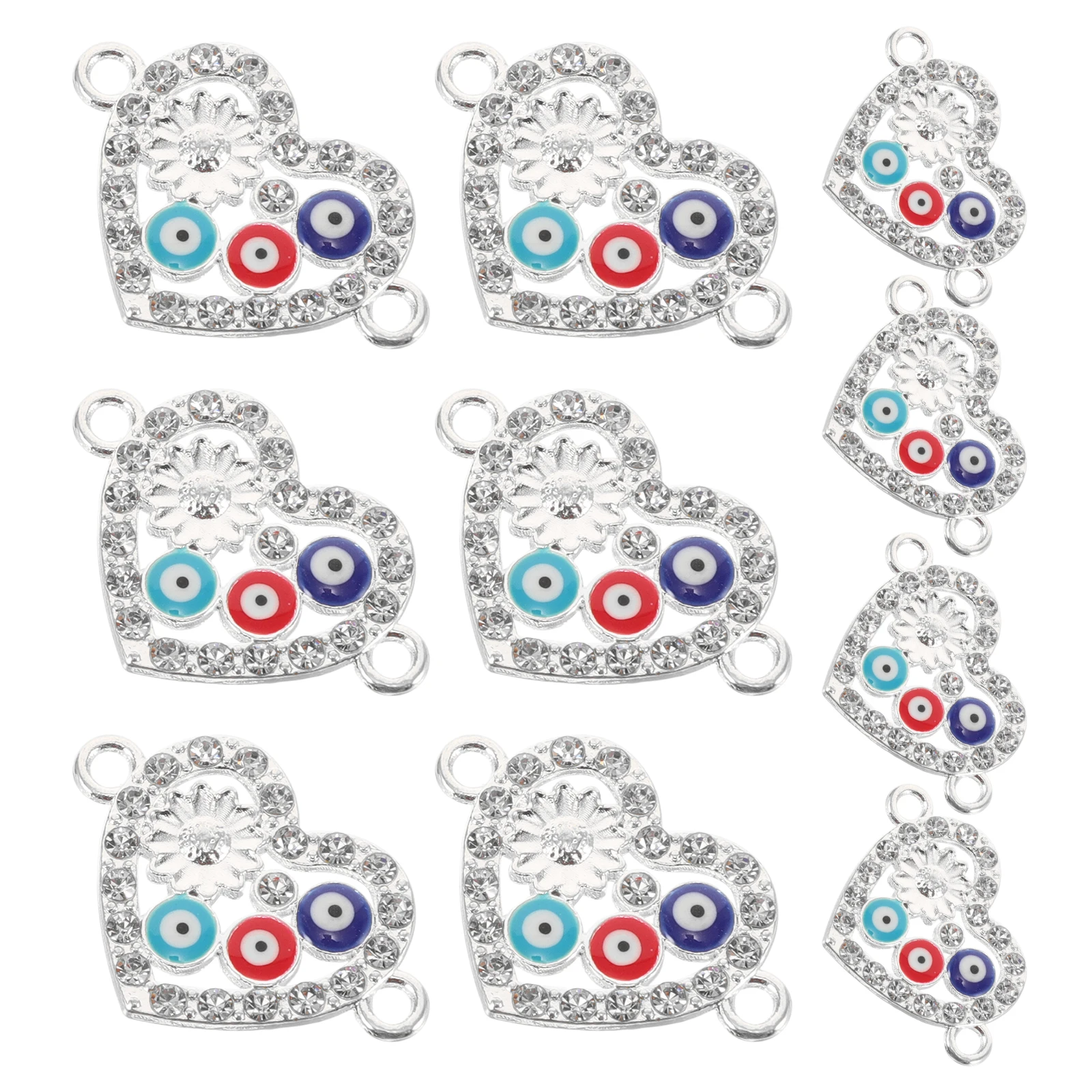 

10pcs Eye Bracelet Charms Evil Eye Beads Necklace Making Alloy Pendants Diy Jewelry Crafting Findings Heart Shaped Design