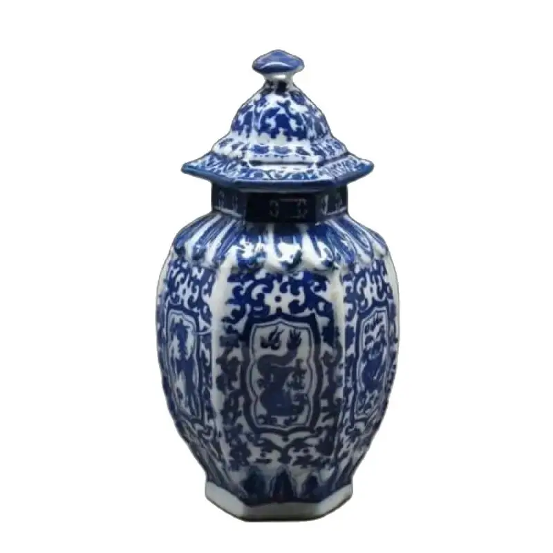 

Chinese Archaize Blue and White Porcelain Painting Dragon Vase W Qianlong Mark Home Living Room Decoration Collection Ornaments