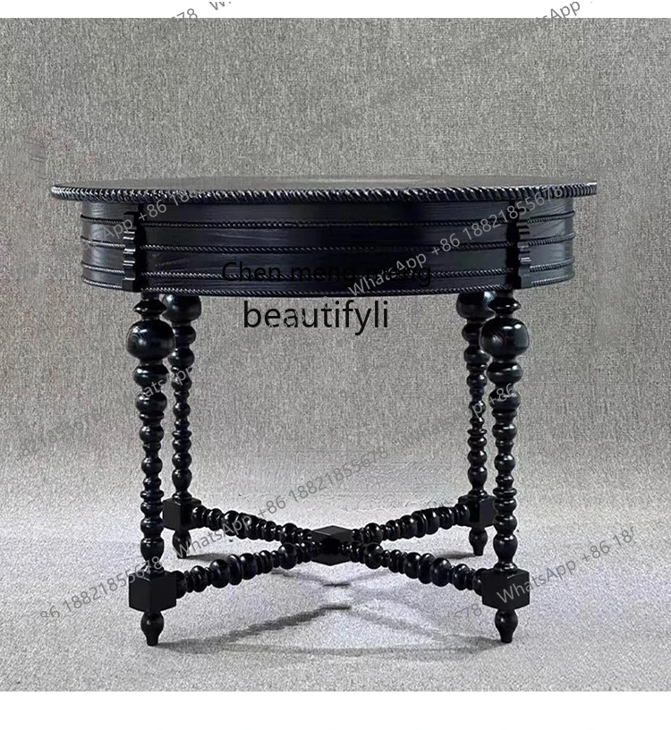 

X Black round flower table end view table, hotel lobby decorative table, furniture combination