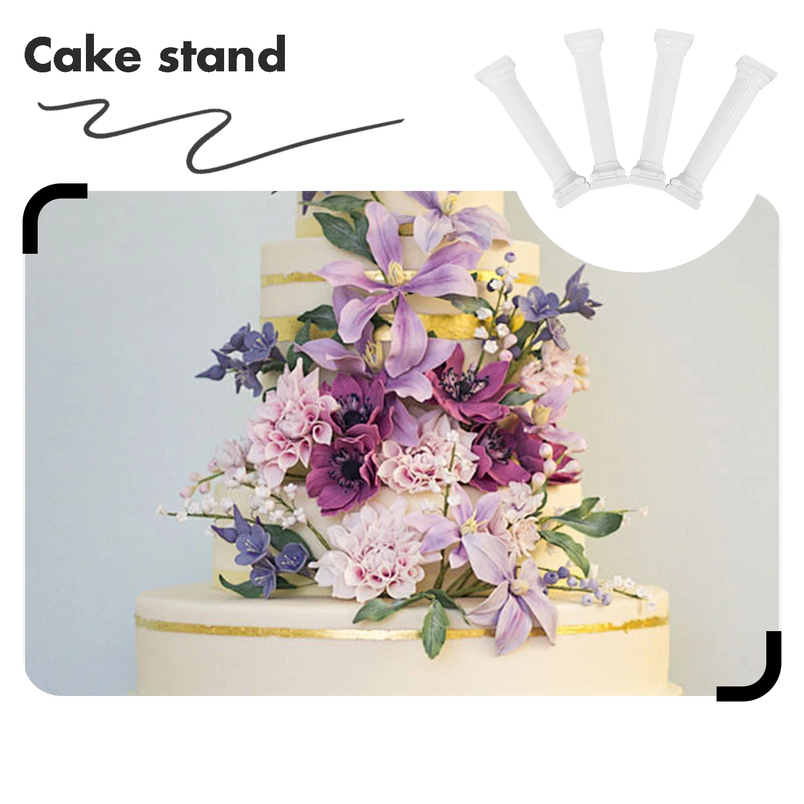 

4pcs Cake Support Rods Roman Column Pillar For Tiered Cakes Wedding Birthday Anniversary Decor Pp Material Cake Stand Set Mini