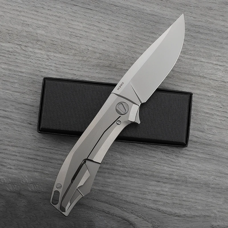 M390 شفرة فولاذية مقبض سبائك التيتانيوم سكين للفرد في الهواء الطلق الدفاع عن النفس الصيد التخييم المشي لمسافات طويلة سكينة أدوات محمولة