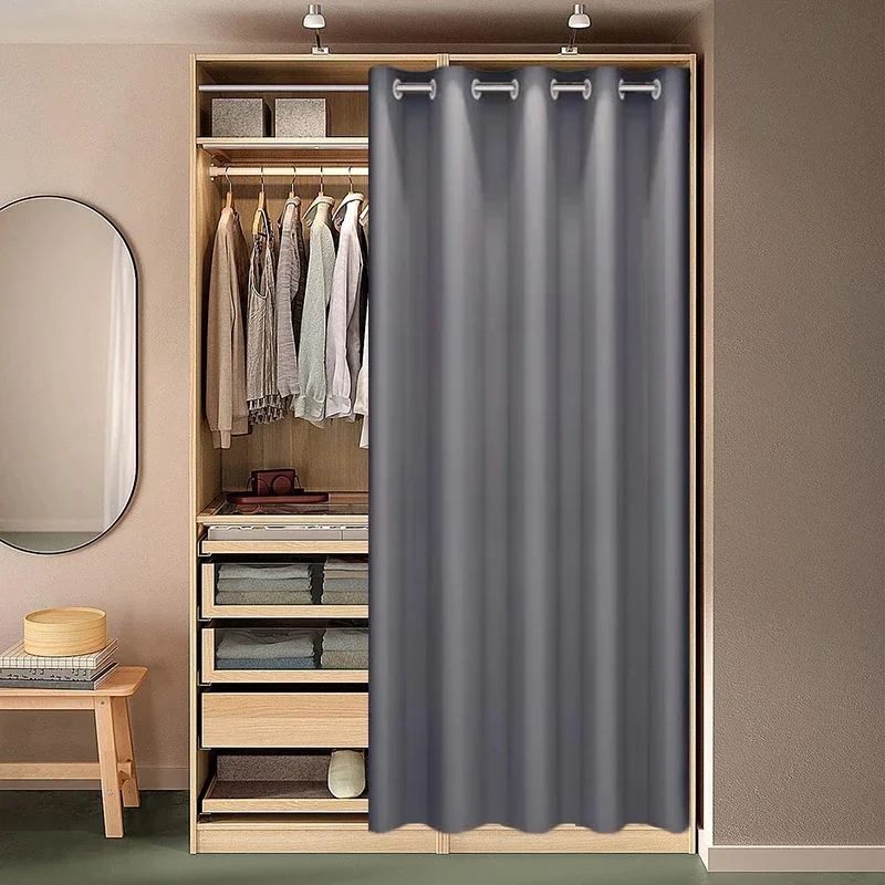 

Blackout Thermal Door Curtain Heavy Duty Doorway Curtain Pure Color Through Rod Hanging Curtain for Bedroom Privacy Protection