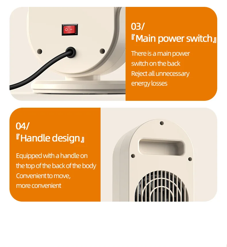 Aquecedor de mesa PTC Aquecedor para toda a casa 1200W Euro/US Plug Heater E68S Edição de atualização remota (temporizador + controle remoto)