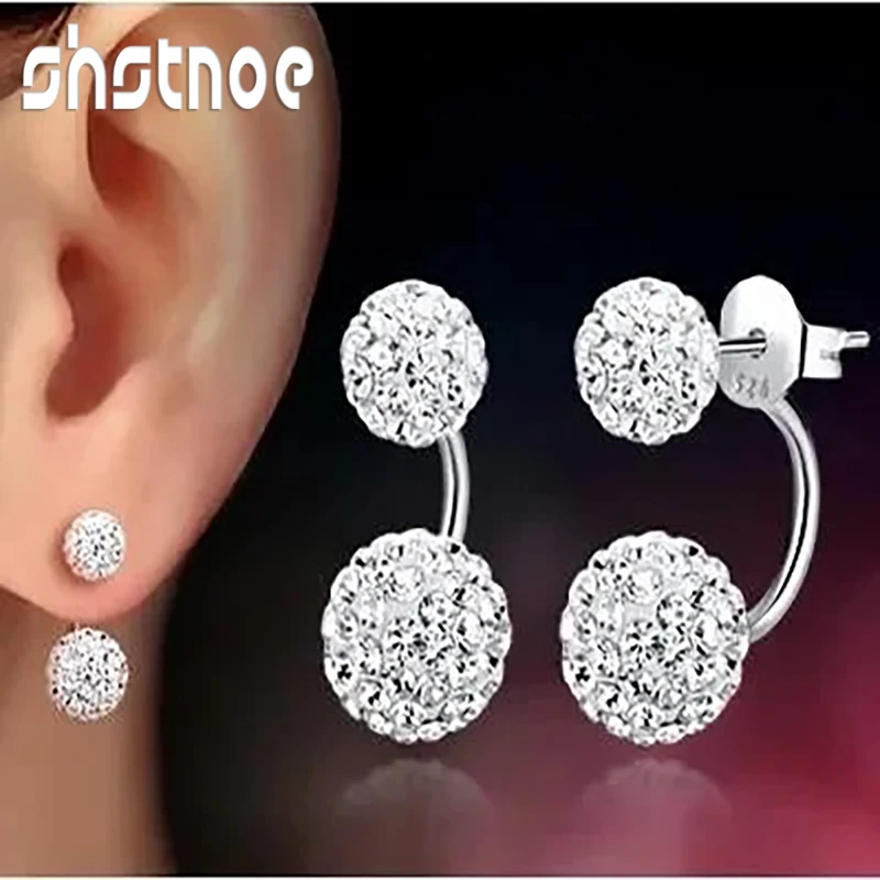 

Promotion 925 Silver Needle Fashion U Bend Shiny Shambhala Ball Ladies Stud Earrings Jewelry Allergy Free Wholesale Gifts