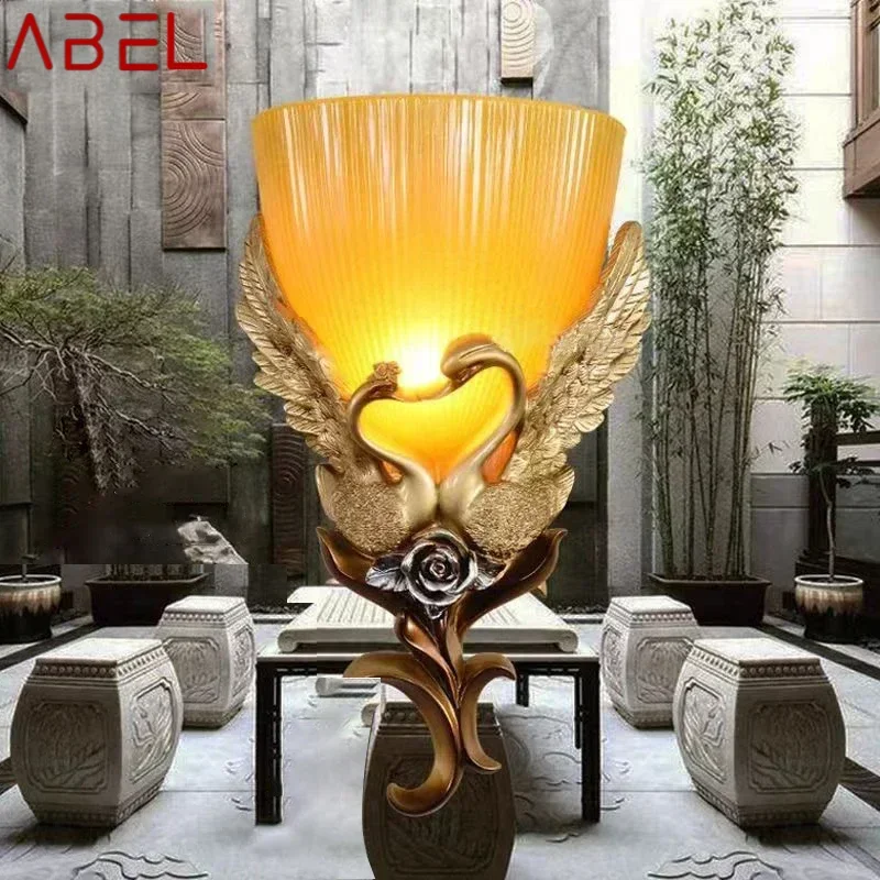 ABEL Contemporary Swan Wall Sconce Lamp LED Indoor Gold Romantic Creative Lighting for Home Living Room Bedroom Decor