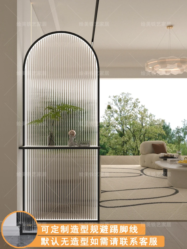 Cream wind entry is opposite the door Changhong glass screen light luxury entrance living room sofa partition false wall