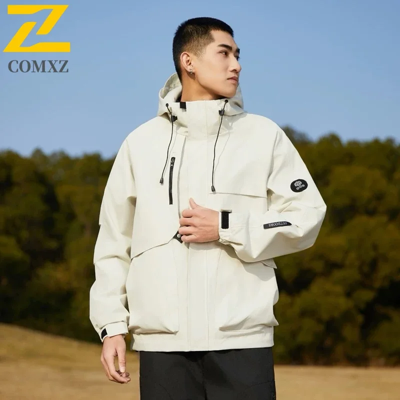 

Men Charge Jacket 2025 Trendy Printed Weatherproof Resistant Wear Resistant Breathable Hooded Jacket Outdoor Camping Hiking Coat