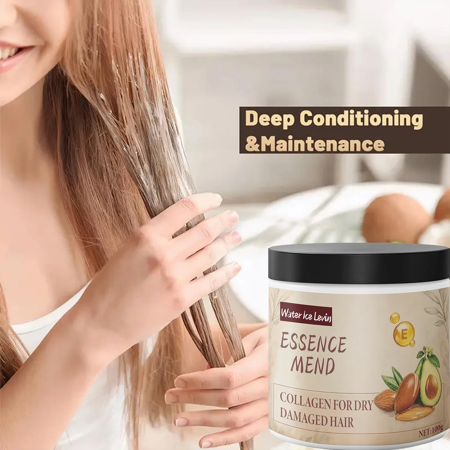 Winter Collagen Hair Essence - Intensive Repair for Dry Damaged Hair, Keratin & Biotin Treatment, Restores Shine & Softness