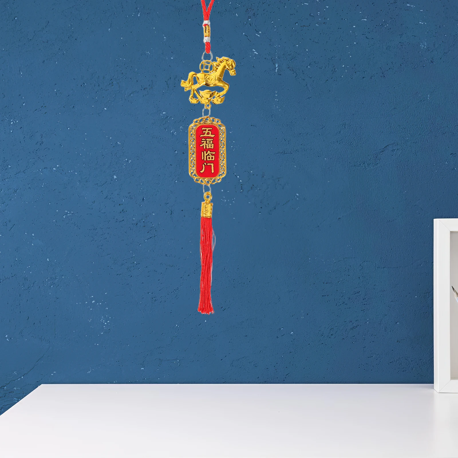 

12pcs Chinese New Year Decoration Spring Festival Ornament Small Horse Pendant Red Tassel Lunar Hanging Decor For Home Office