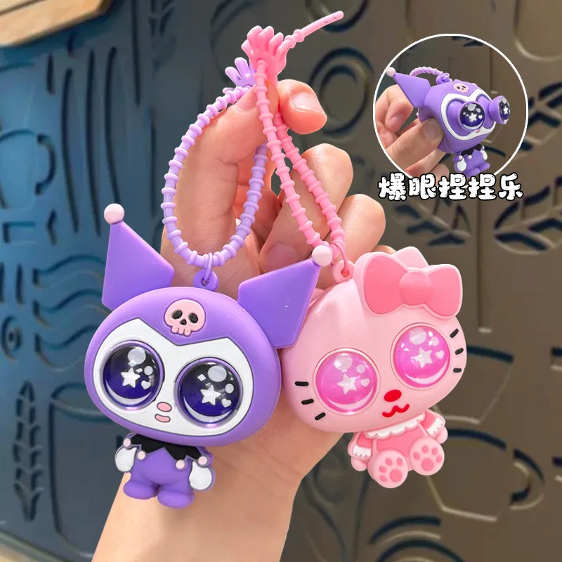 New Kuromi Squeeze Decompression Toy Keychain Cartoon Character Pendant Bag Charm For Backpack Car Decoration Holiday Gift view 5