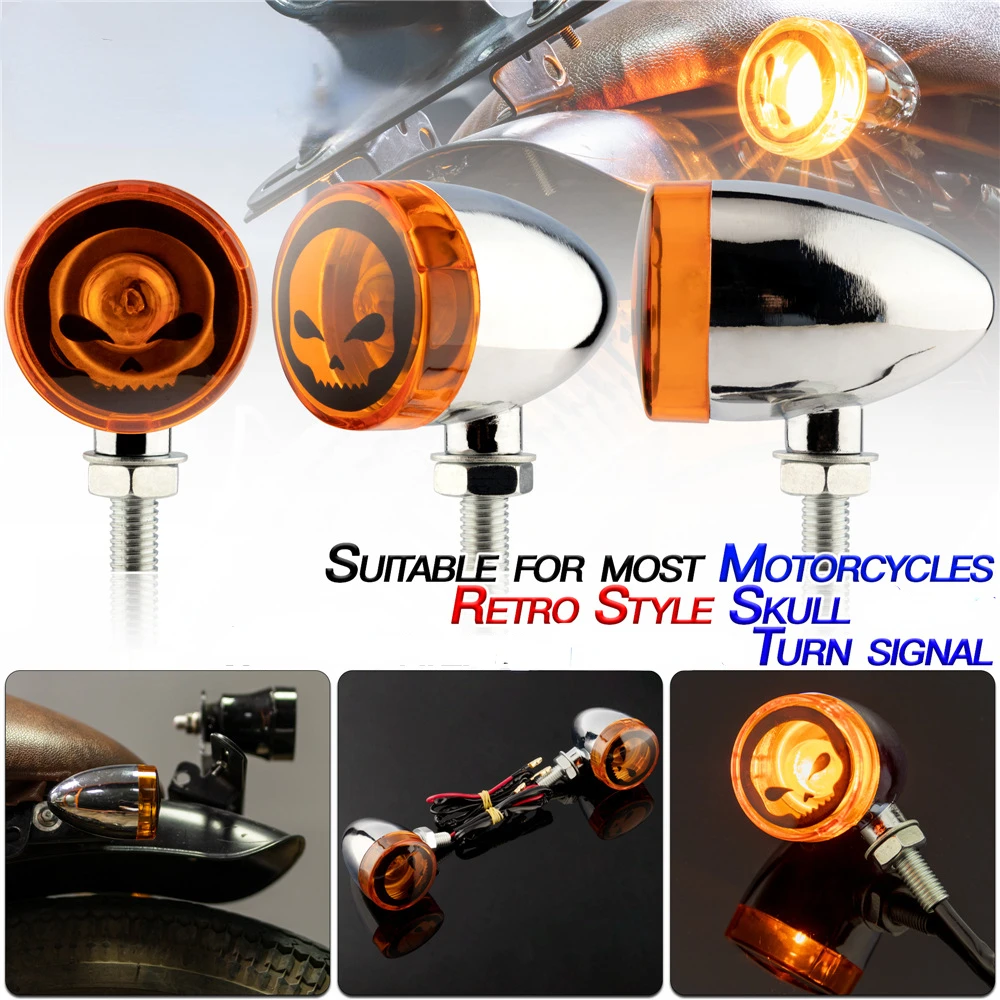 Turn signal Light indicator For Harley Cruise flasher Lamp Blinker Flasher Intermitentes Frecce Moto Bullet Arrow Skull Metal