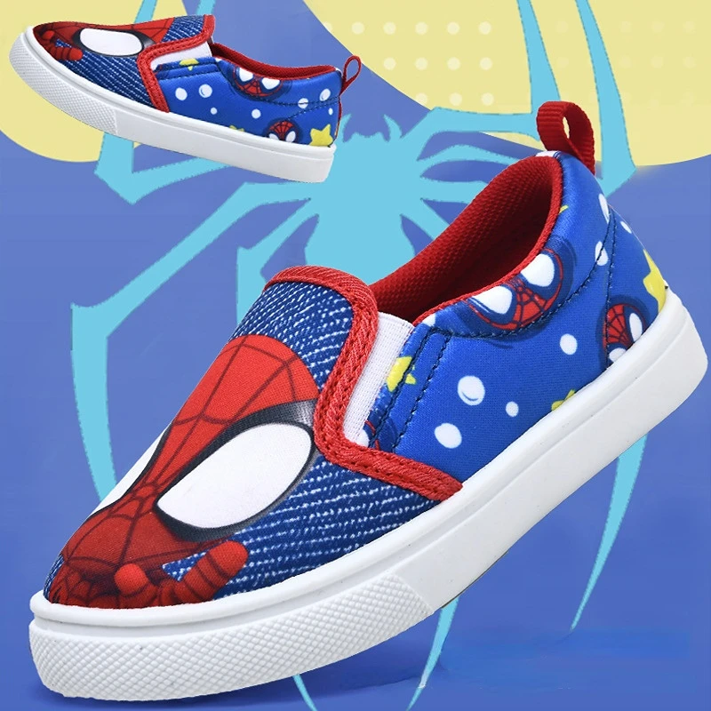 Disney Children\'s Casual Shoes Cartoon Fashion Blue Canvas Shoes Flats Spring Autumn Comfortable Shoes Size 25-29