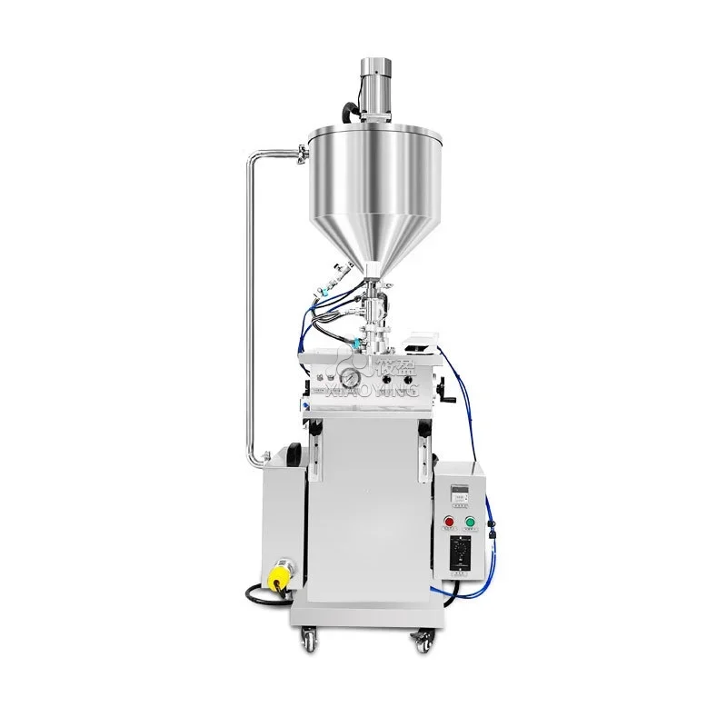 New Style Semi Automatic Pedal Pneumatic Paste Liquid Soap Detergent Vertical Shampoo Filling Machine With Heating and Mixing