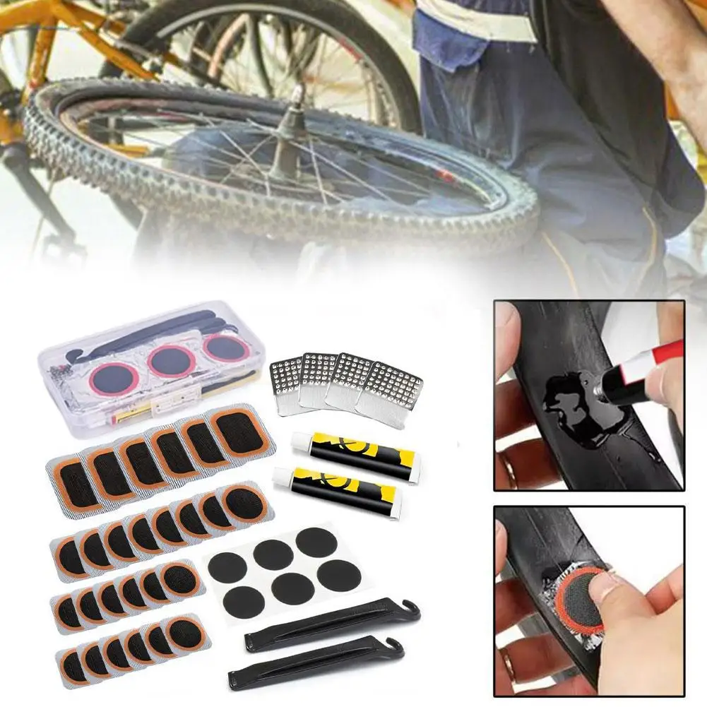 32pcs Bicycle Tire Repair Kits Tools Cycling Inner Tube Patching Tyre Filler Glue Free Cold Patch Sealant Fix Portable Tire Kit