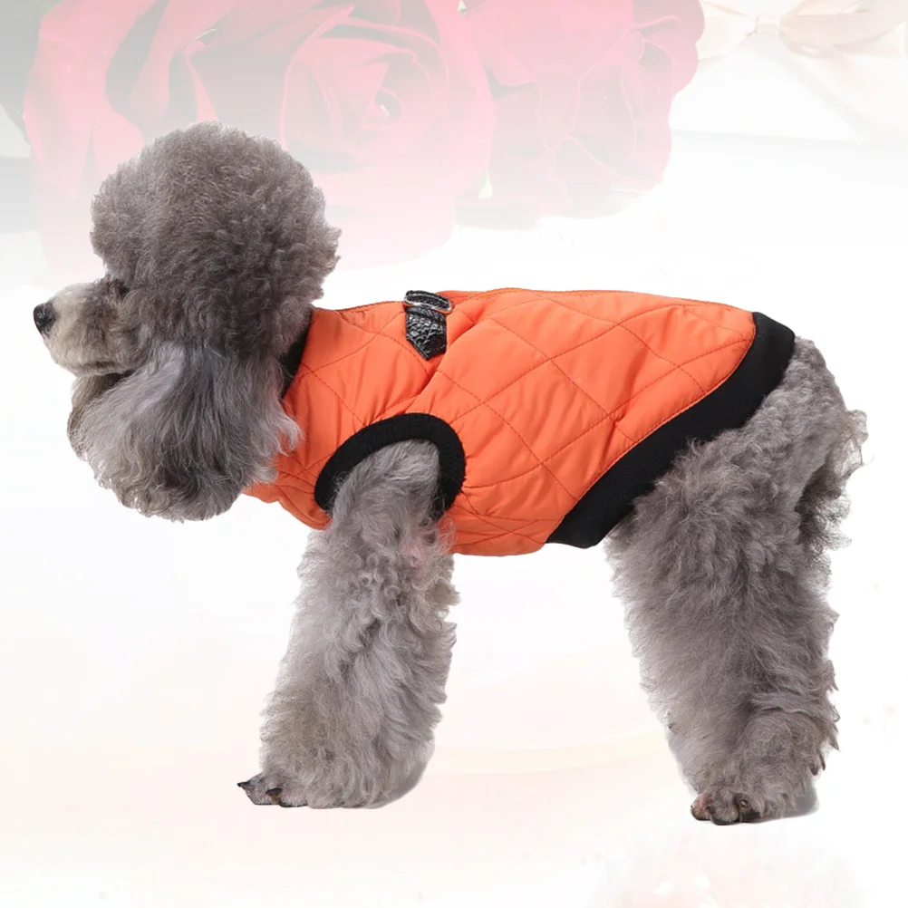 

Dog Winter Vest Dz127 Orange Size S Adorable Zip Up Puppy Jacket Warm High Quality Material Windproof Dog Winter Coat