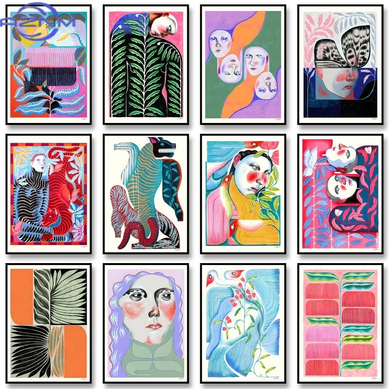 Vintage abstrakter klassischer Posterdruck, abstrakte Figuren, Leinwandgemälde, Wandkunst, Bild für Esszimmer, Küche, Heimdekoration