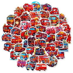 50pcs Children's Cartoon Fire Truck Stickers Kindergarten Early Education Skateboard Creative Waterproof Stickers