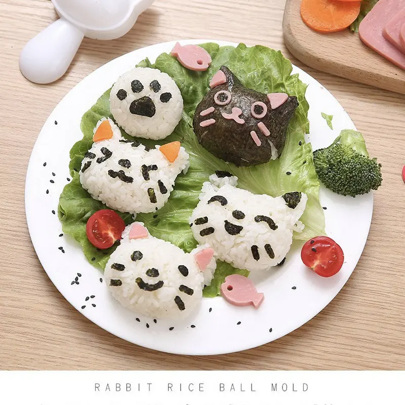 Japanese Style Sushi Decoration Tool Cartoon Cat Shape Sushi Rice ball Mold set