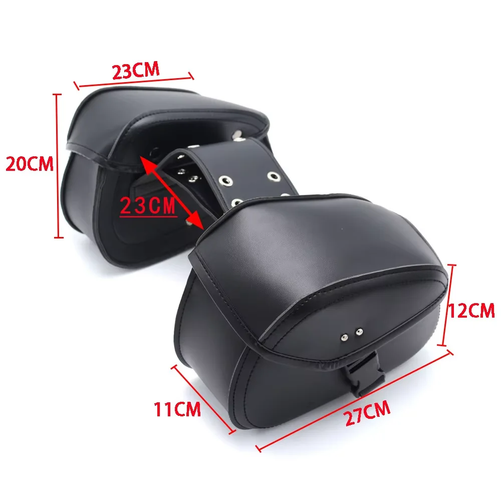Universal Motorcycle Saddlebags Throw Over Saddle Bags PU Leather Side Luggage Bags with Cup Holder for Sportster Softail Dyna
