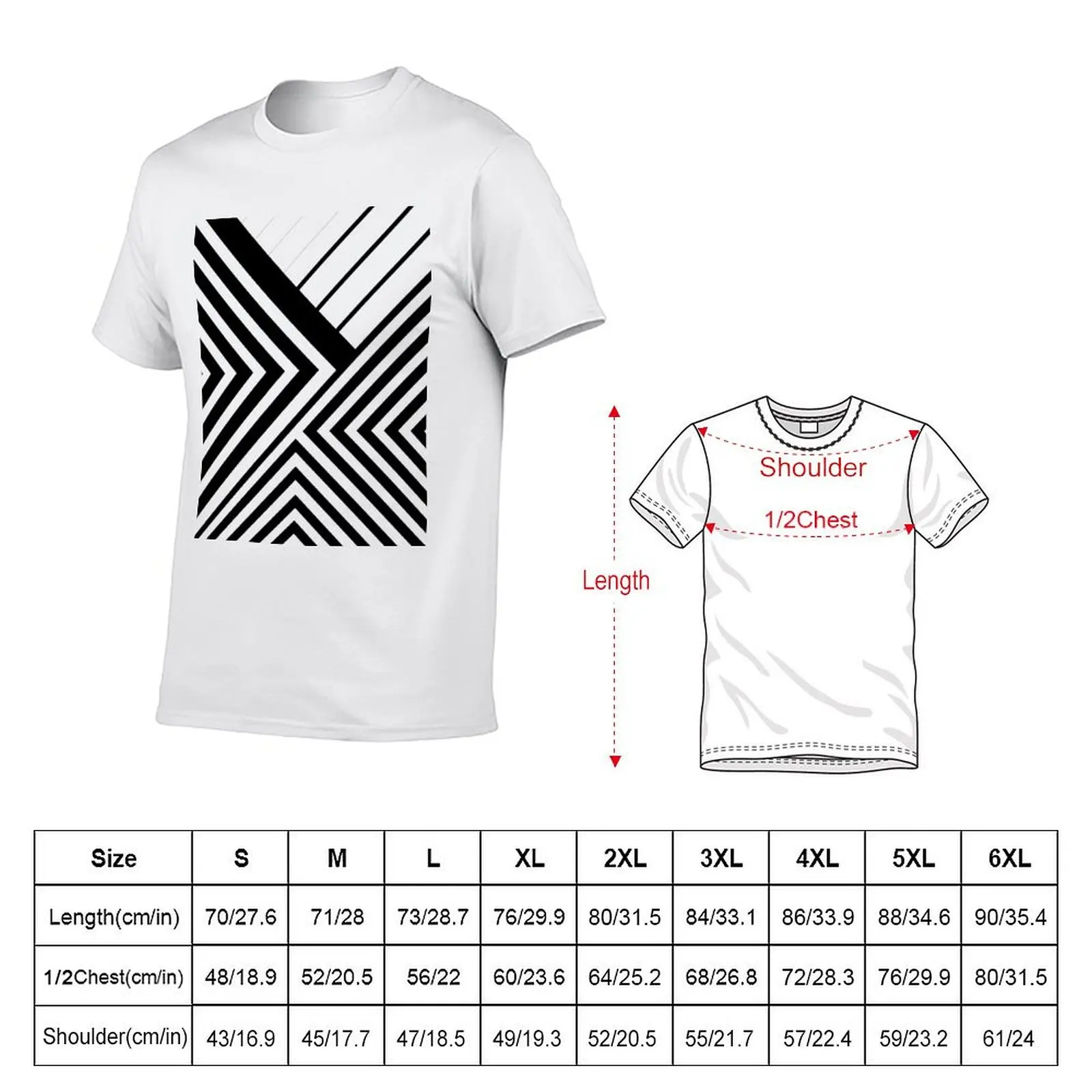 Black and White Geometric Lines T-Shirt man t shirt heavy cotton funny t shirts dark humor T-shirt