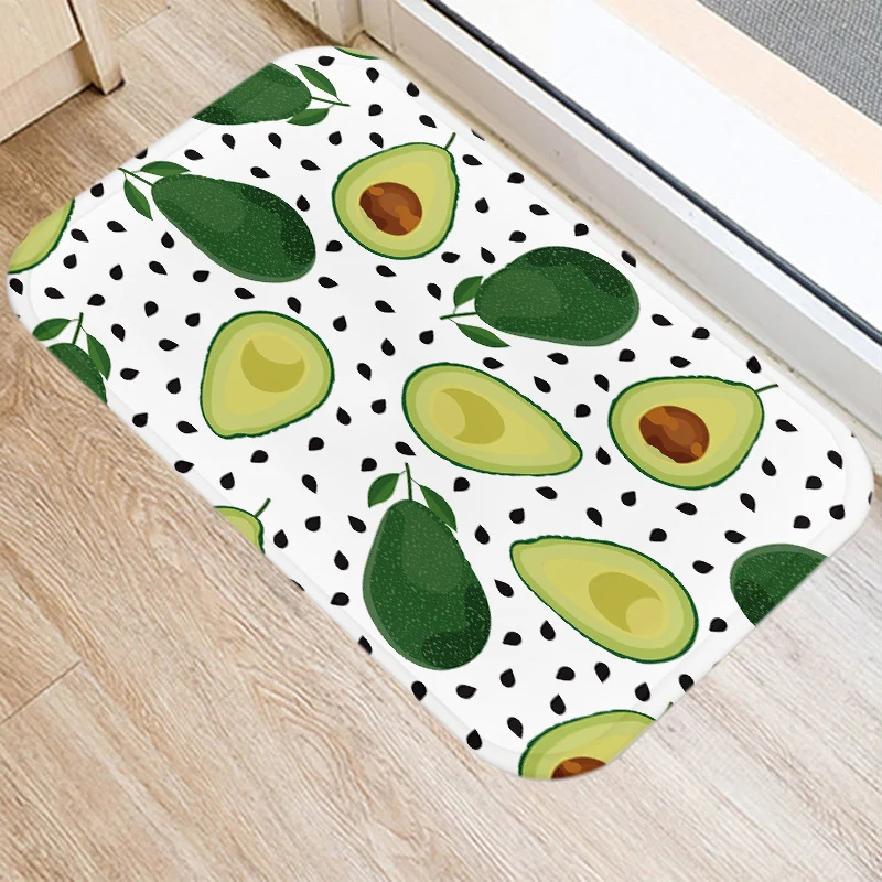 Avocado Printed Pattern Kitchen Entrance Door Mat 40*60 Coral Velvet Carpet Doormat Floor Mats Colorful Anti-Slip Rug 48047