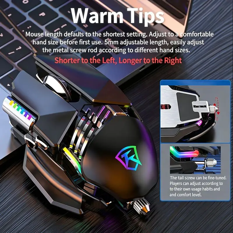 Tri-mode Rechargeable Mouse Custom Macro Driver DPI 12800 RGB Light Long Battery Life 1K Return Rate Aluminum Alloy Chassis Mice