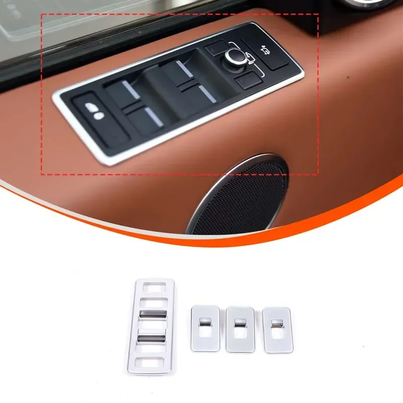 

ABS Car Window Glass Lifting Button Decorative Frame Sticker For Land Rover Range Rover Vogue 2013-2017 Accessories