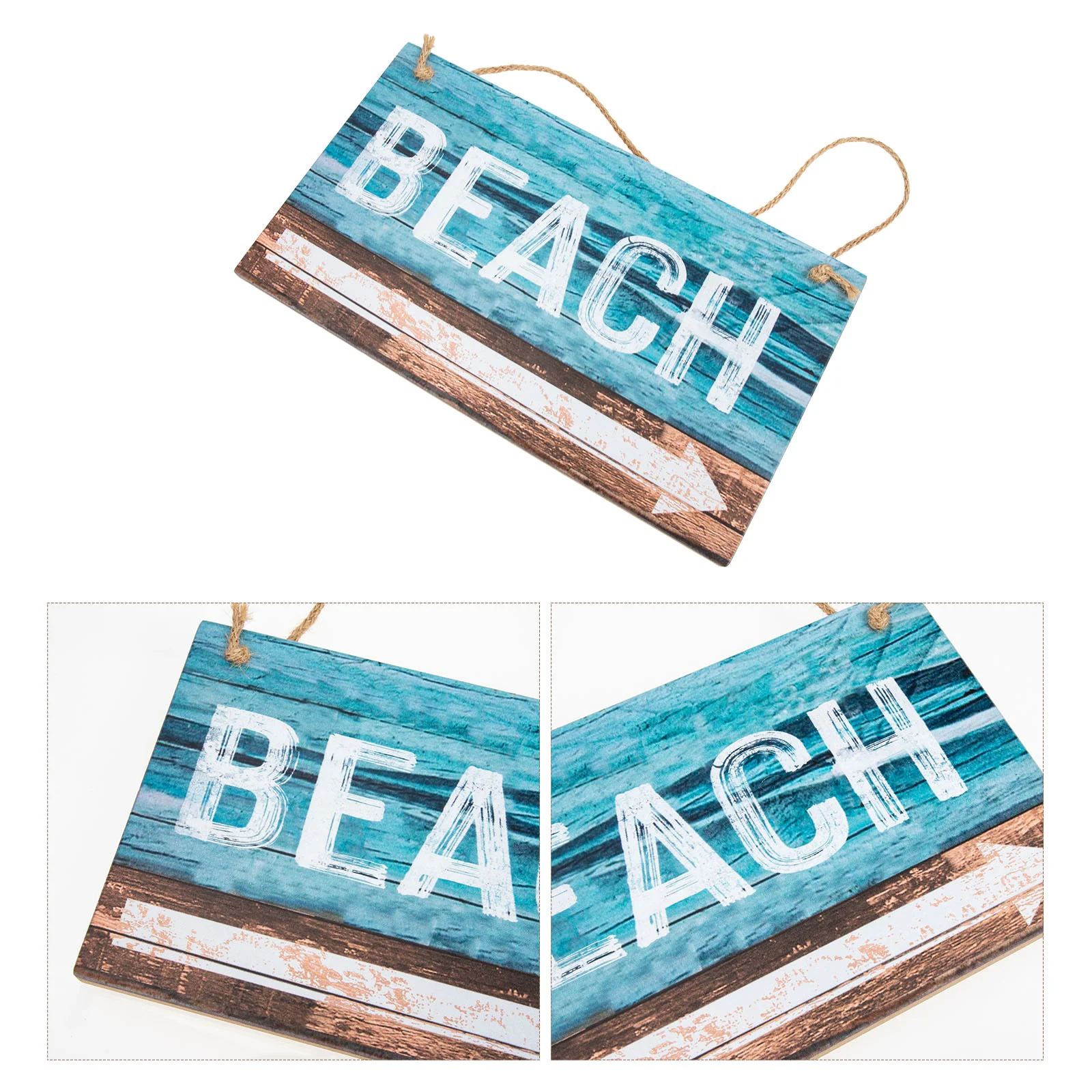 Beach Sign Summer Decoration Hanging for House The Wooden Rope Seaside Ocean