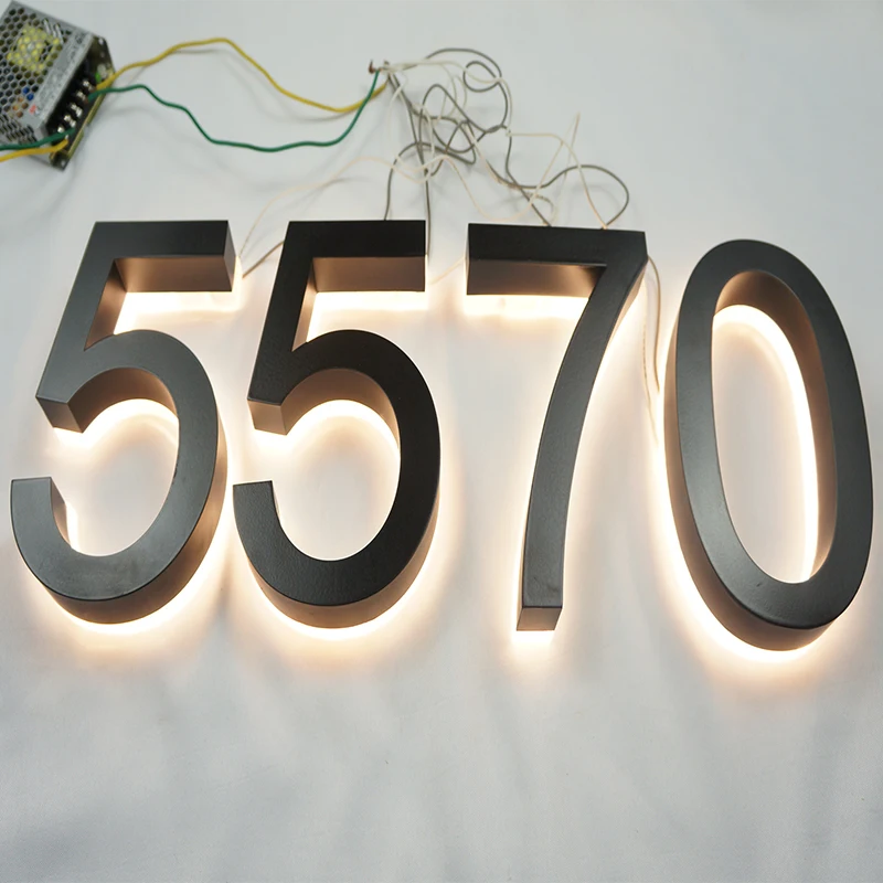 8'' Tall Stainless Steel Home Decorative Lighting Door Number Waterproof Outside House Number LED Lighting Sign Custom Made