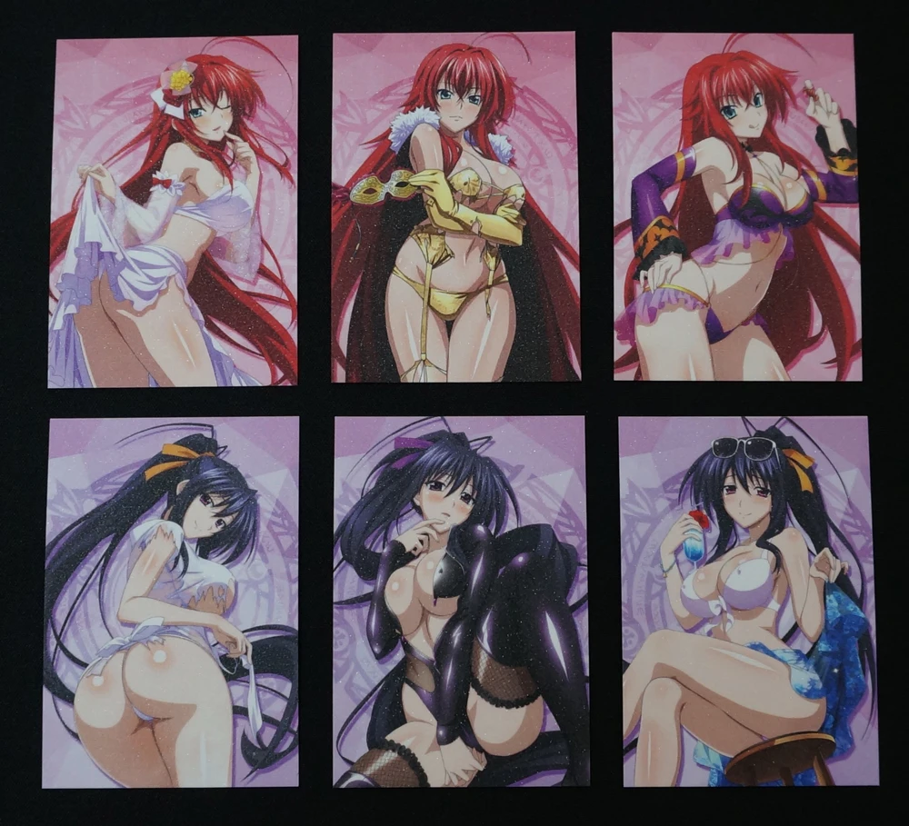 40pcs/set High School DxD Girls Shiny Frosted Paper Cards Rias Akeno Xenovia Shidou Sexy Anime Female Characters Collection Card