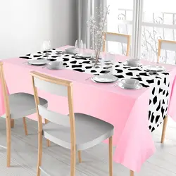 1Pc pink Cow Tablecloth for Party Cowboy Cow Table Runner Print Table Cover Toy Rectangular Birthday Party(Pink Elegant Pattern)