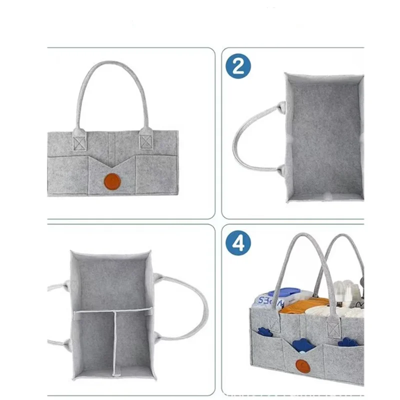 حقيبة تخزين حفاضات اللباد للأطفال، ألعاب متنوعة، حقيبة حفاضات ذات سعة كبيرة #6