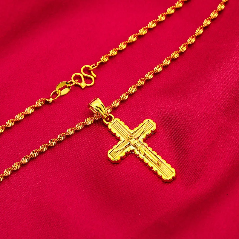 

Traditional Enamel Necklace Chiseled lily-cross, matte gold with gradient enamel, classic blend of eastern & western aesthetics