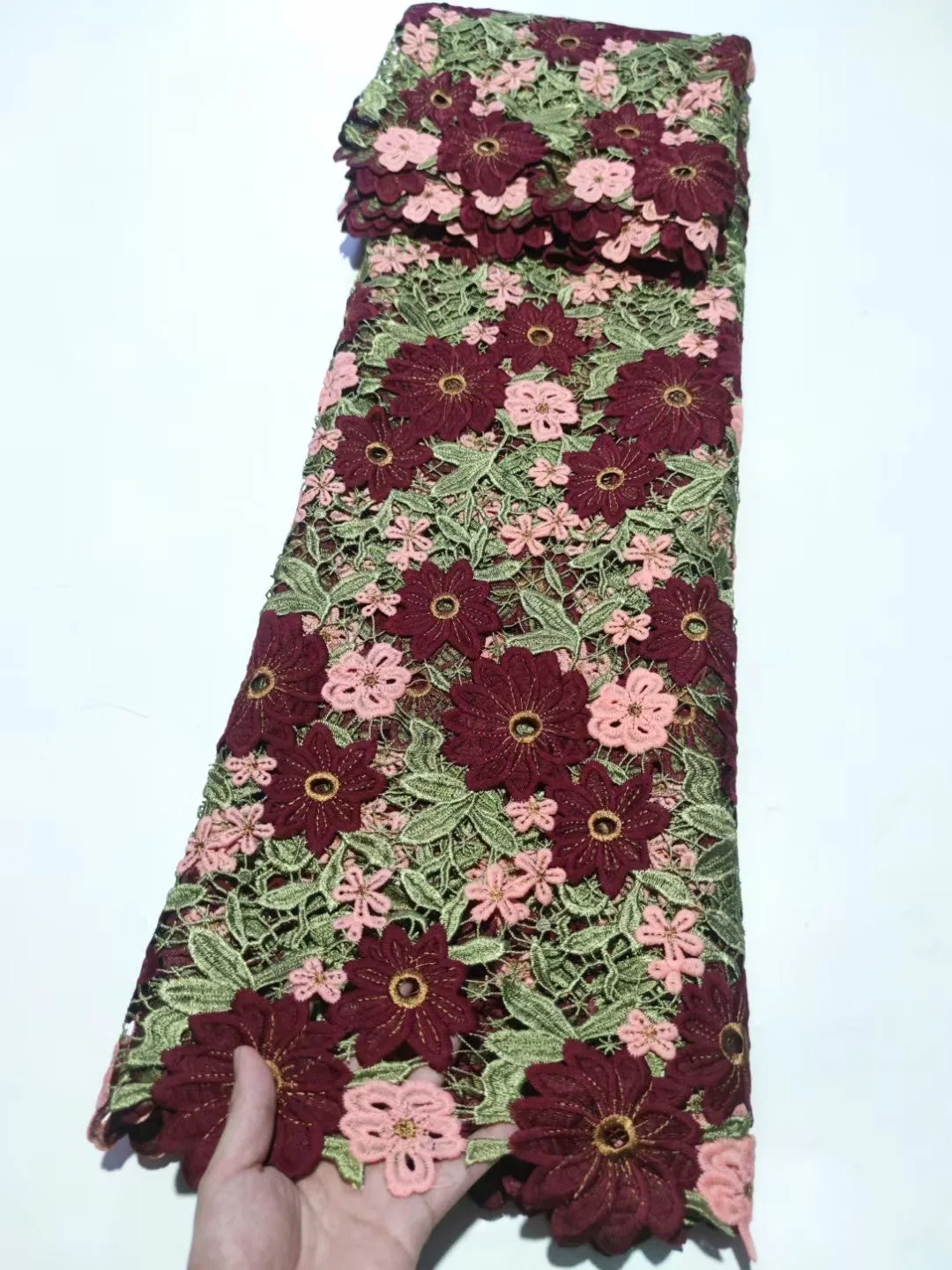 

African Mesh Sequins Lace Fabric 5Yards High Quality Nigerian French Milk Silk Lace Fabric for Wedding Dress Sew AYY6240