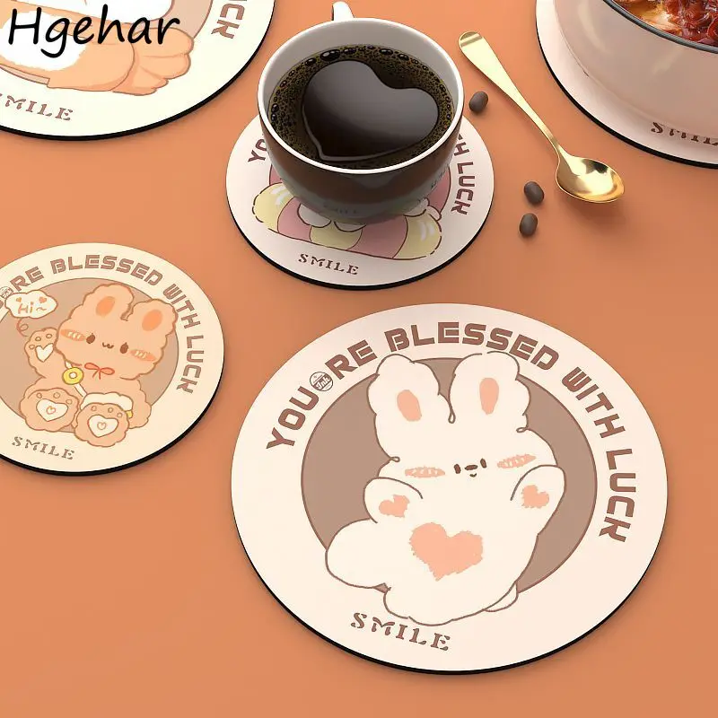 12/17cm Round Coaster Cartoon Non-slip Washable Durable Anti-scald Dish Placemat Household Kitchen Accessories Tableware Mats