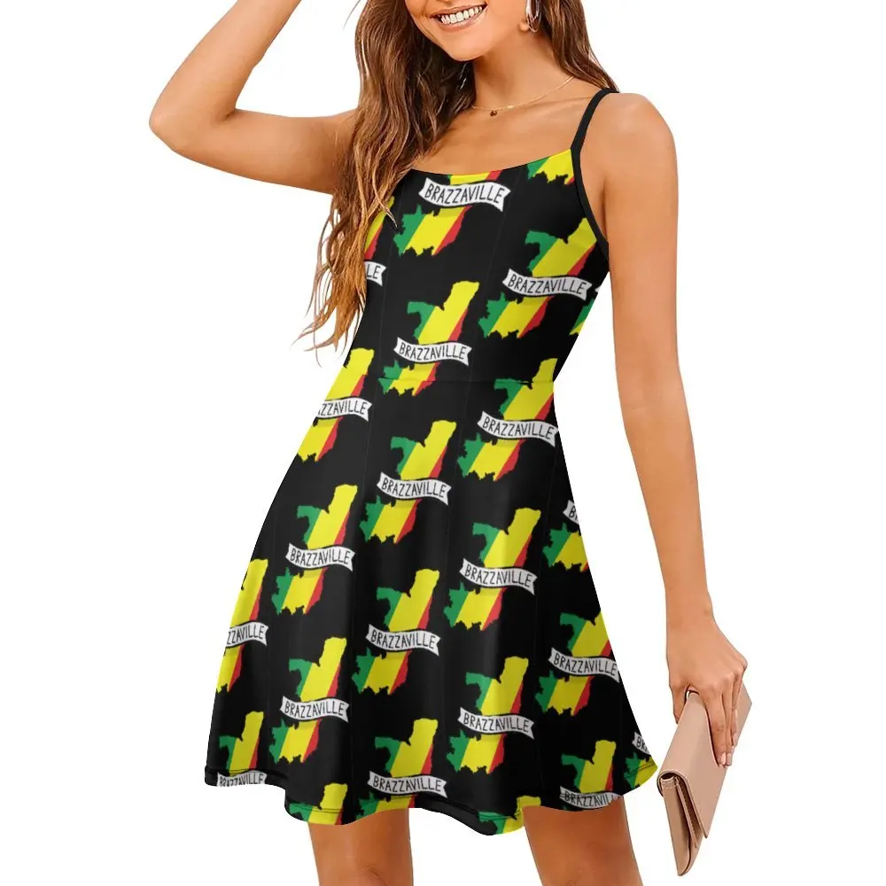 Congo Brazzaville Flag Women's Sling Dress Funny Sexy Woman's Clothing Casual  Clubs The Dress