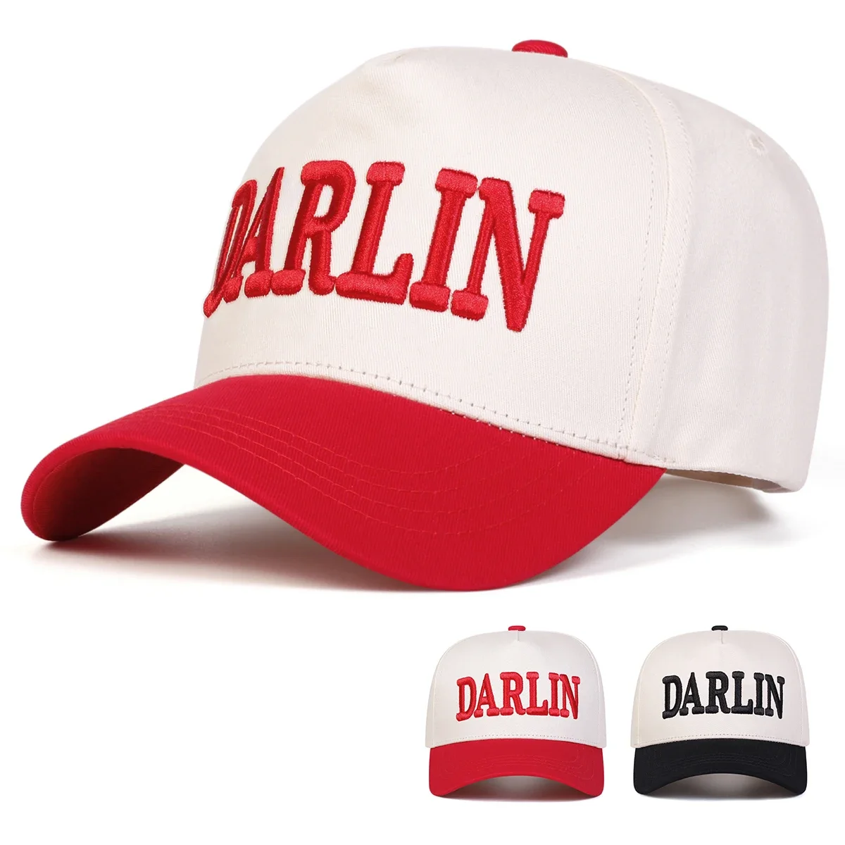 Unisex DARLIN Baseballkappen mit Buchstabenstickerei, Frühling und Herbst, für den Außenbereich, verstellbare Freizeithüte, Sonnenschutzhut, Sportkappe