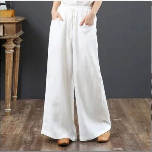 

All-season Versatile Drawstring Solid Color Loose Wide-leg Trousers Women's Pants Broeksetjes Pantalones De Las Mujeres
