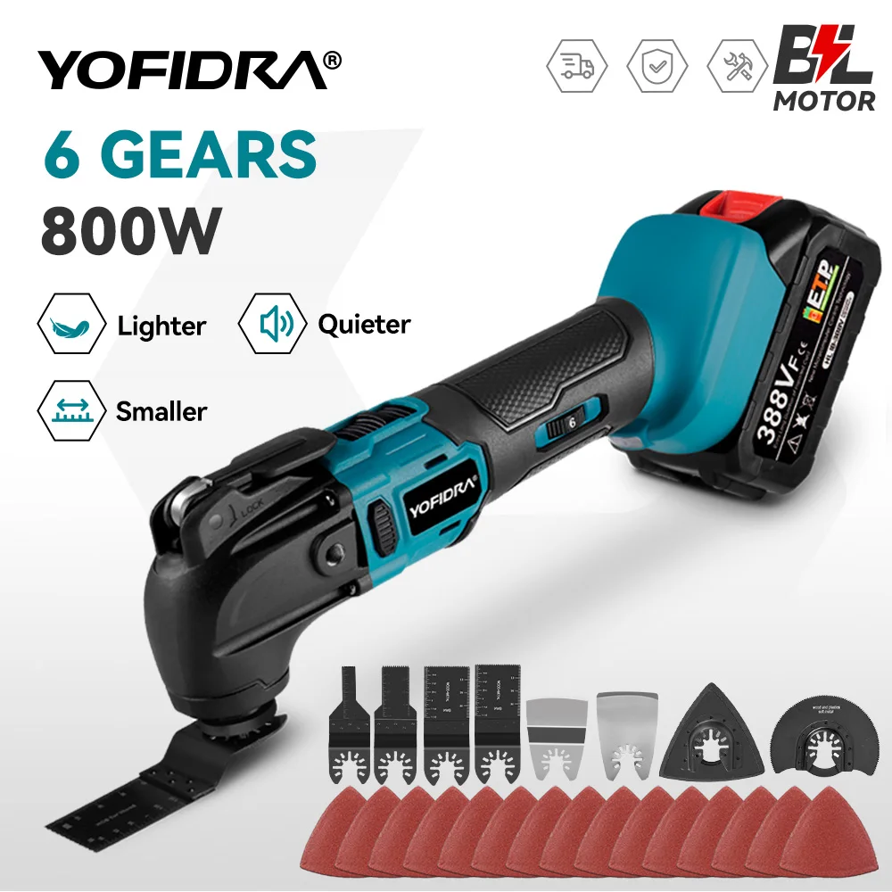 YOFIDRA 800W 6 Marce Brushless Elettrico Oscillante Multi-Strumento Cordless Taglio Sega Trimmer Strumento di Potere Per Makita Batteria Spille