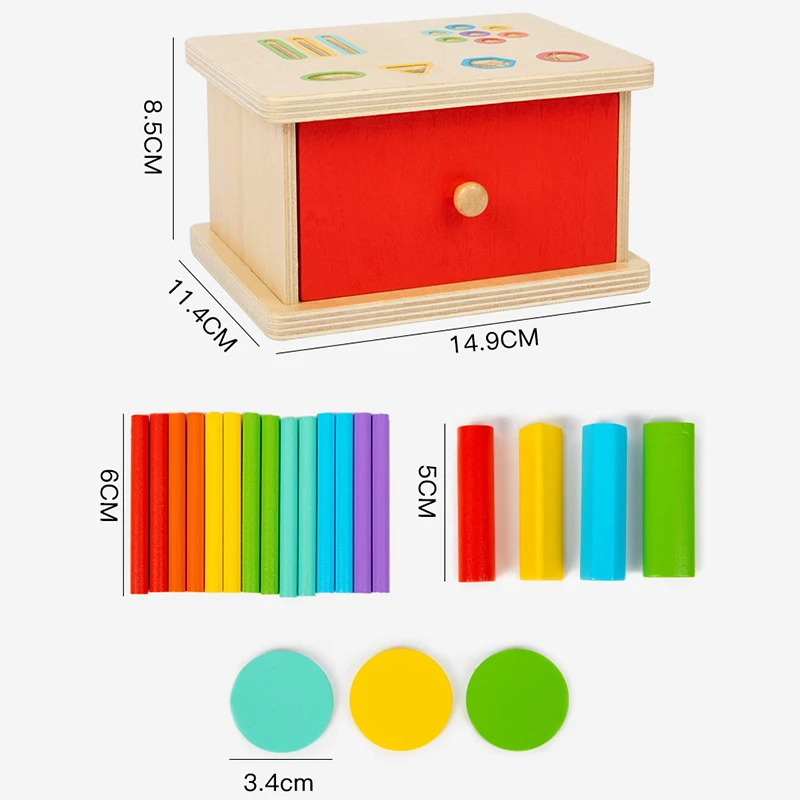 Caixa de moedas de classificação de forma de madeira montessori classificação de cores habilidades motoras finas quebra-cabeça forma jogo equilíbrio vara sensorial toygift